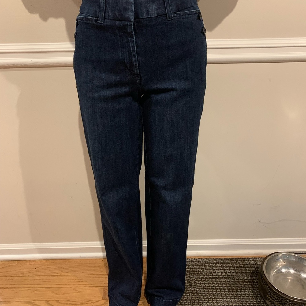 Talbots navy denim high waisted wide leg jeans